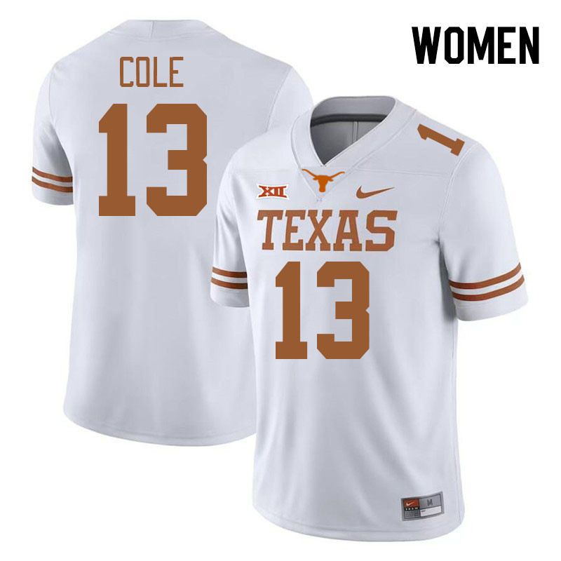 Women #13 Jay'Vion Cole Texas Longhorns College Football Jerseys Stitched-White